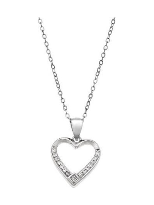 Senza Necklace with design Heart from Silver with Zircon