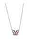 Senza Doppelter Halskette mit Schmetterling-Design aus Silber Fuchsia