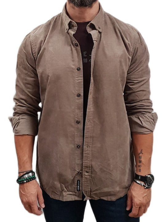 Long-sleeved Corduroy Shirt Beige