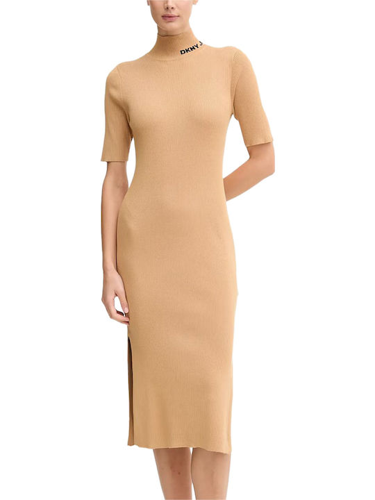 DKNY Gestricktes Damenkleid Ganztägig Braune