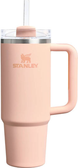 Stanley Flowstate Handled Tumbler Θερμός Ανοξείδωτο BPA Free 890ml Orange Cream με Καλαμάκι και Λαβή
