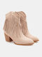Leather Women's Cowboy Boots Beige