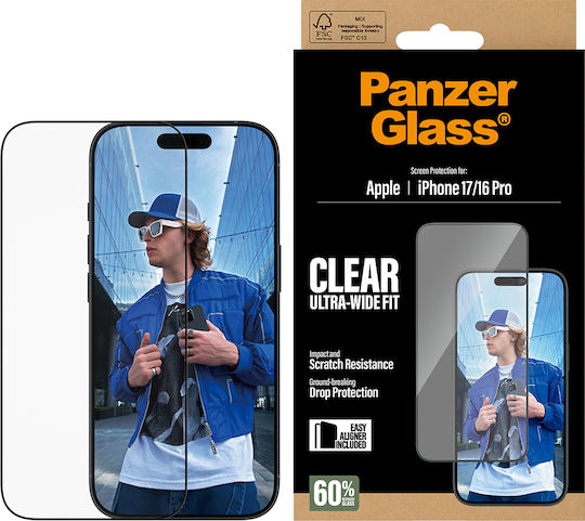 PanzerGlass Displayschutzfolie iPhone 17 iPhone 16 Pro Ultra-Wide Fit mit EasyAligner