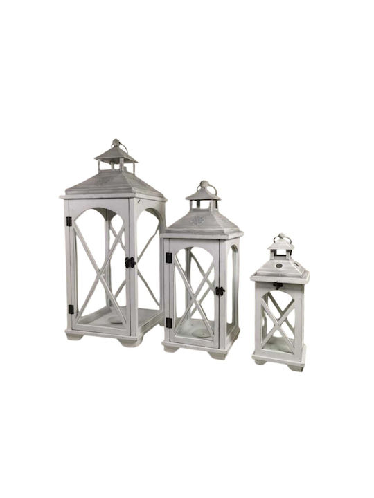 Dream House Wooden Lanterns Set White 3pcs
