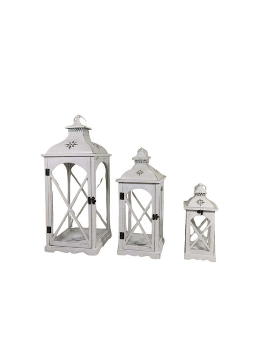 Dream House Wooden Lanterns Set White 3pcs