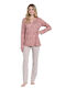 Jeannette Lingerie Winter Damen Pyjama-Set Pink-beige