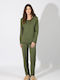 Harmony Winter Damen Pyjama-Set Olive