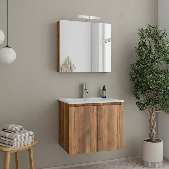 Drop Verona Waschtisch mit Waschbecken mit Licht Amber Baroque Oak