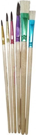 Set Of 6 Round Pony Bristle Plaque Brushes