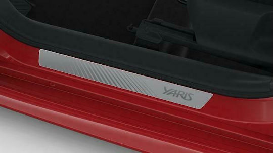 Toyota Genuine 2 Pieces Aluminum Door Sill Protectors Yaris 20 Silver Grey Front