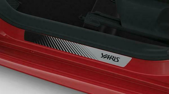 Toyota Genuine 2 Pieces Aluminum Door Sill Protectors Yaris 20 Silver & Black Front