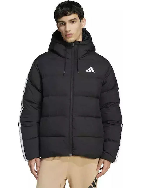 Essentials 3 Stripes Geacă Puffer Waterproof Neagră