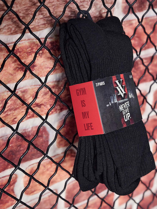 Vtex Socks Ανδρικές Κάλτσες Μαύρες 3Pack Vtex Socks Ανδρικές Κάλτσες Μαύρες 3Pack