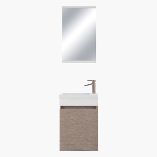 Amabile Creations Blat cu Lavoar, Oglindă & Coloană Melamină L45xW46xH190cm Bej Amabile Creations Blat cu Lavoar, Oglindă & Coloană Melamină L45xW46xH190cm Bej