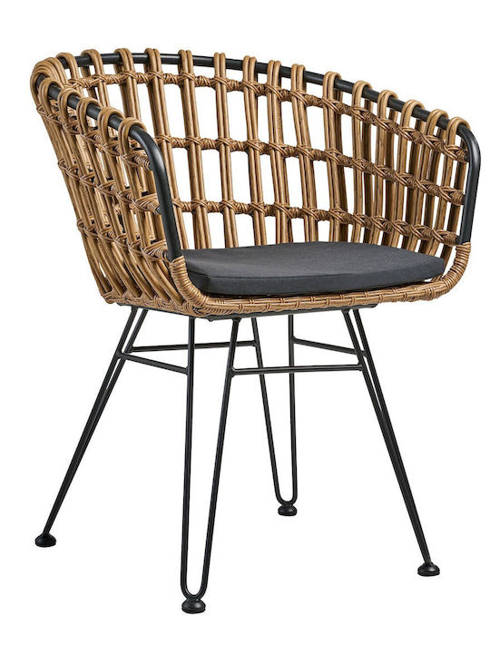 Πολυθρόνα Εξωτερικού Χώρου Rattan Καφέ με Μαξιλάρι