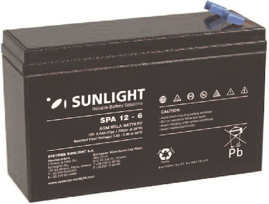 SunLight Spa12-6 UPS Battery with Capacity 6Ah and Voltage 12V 1pcs