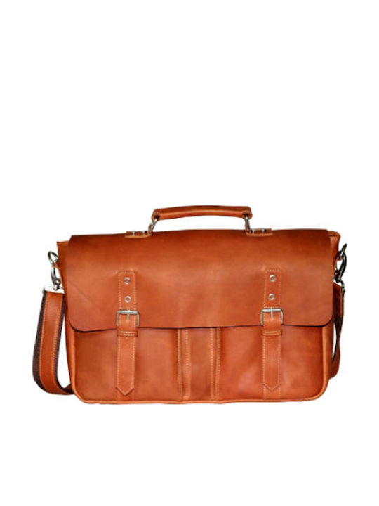 Leather Men's Briefcase Tabac Brown