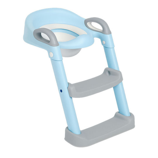 Loomy Figga Kleinkinder-Toilettensitz Blau Mit Stufe Mit Griffen & Mit abnehmbarem Kissen