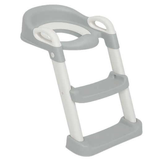 Loomy Zola Kleinkinder-Toilettensitz Grau Mit Stufe mit Griffen & Mit abnehmbarem Kissen
