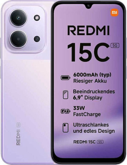 Xiaomi Redmi 15C 5G Dual SIM (4GB/256GB) Purple | Skroutz.mt