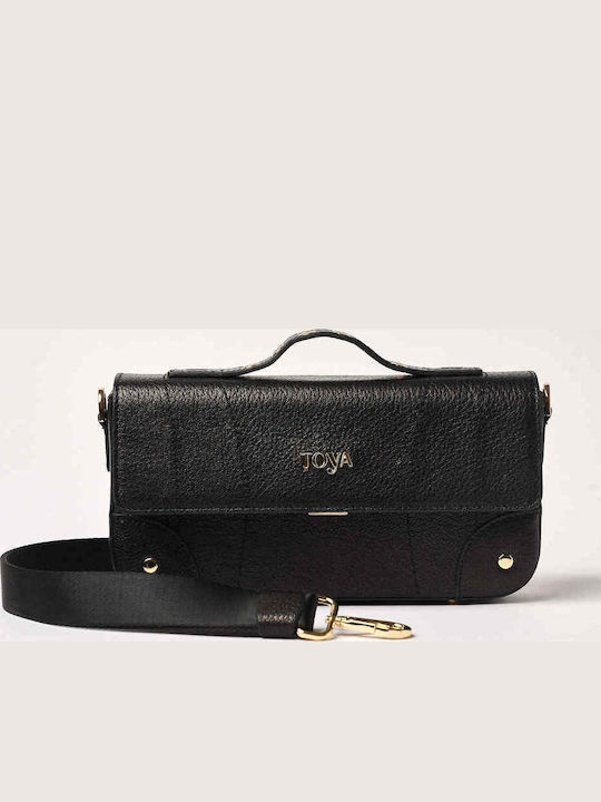 Toya Leder Damentasche Schultertasche Schwarz