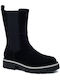 Leder Stiefeletten Damen Schwarz