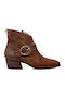 Leather Women's Ankle Boots Tabac Brown