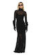 Rochie Maxi De Seară Cu Dantelă Neagră