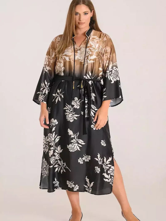 Midi Satin Floral Dress
