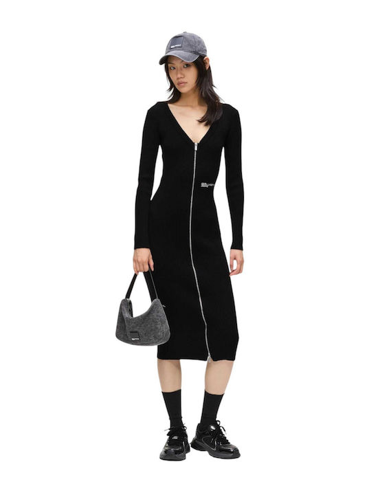 Midi Φόρεμα Πλεκτό Black
