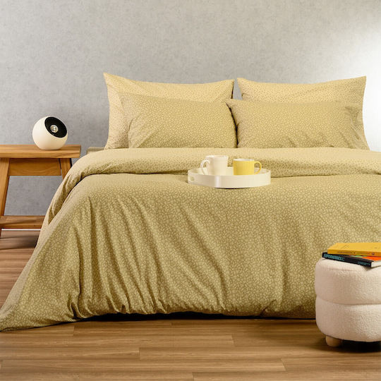 Melinen Sheet Sets Double with Elastic 150x200+32cm. Samuele Olive/beige 4pcs