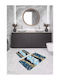 Set Bath Mats Blue Marble Gold Details