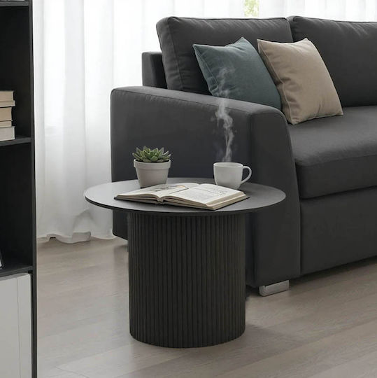 Round Side Table Dovel from Solid Wood Black L70xW70xH40cm.