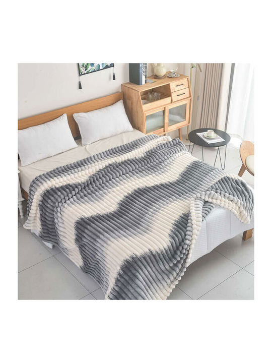 SpitiBazaar Blanket Velvet Single 160x240cm Light Grey - White