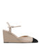 Women's Leather Platform Shoes Beige
