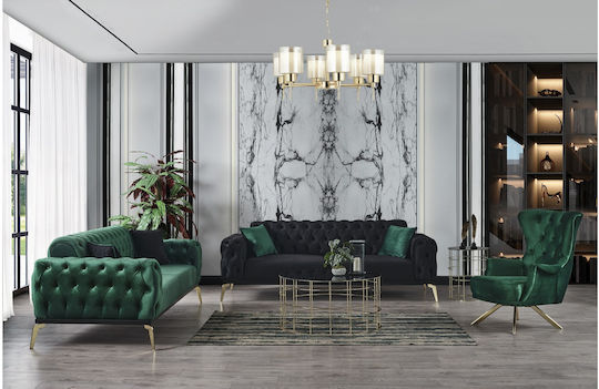 Living Room Furniture Set Couch & Stool Green STE-001905-P1905