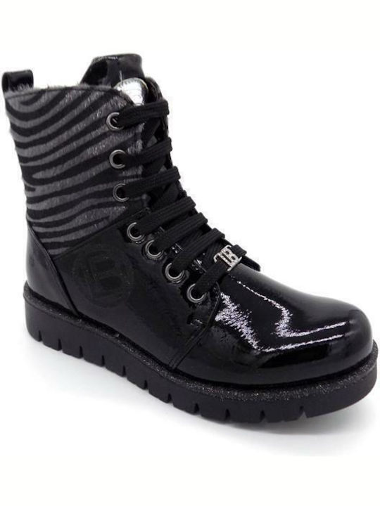 Kinderstiefel aus Lackleder mit Reissverschluss Schwarz