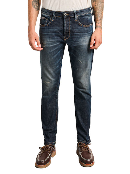 Simon Men's Jeans Pants Elastic Navy Blue