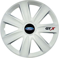 Set 4 Gtx White R15 Wheel Covers Compatible Ford