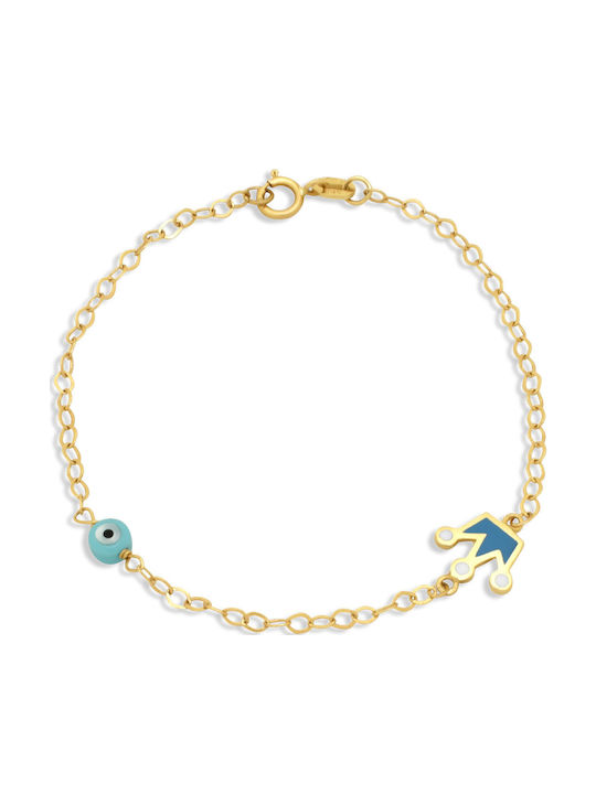 Goldjewels Kids Bracelet Chain from Gold 14K with Evil Eye & Crown