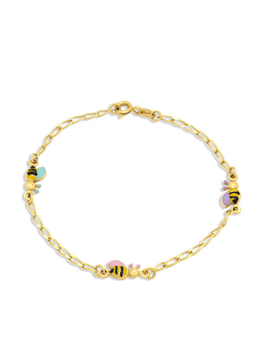 Goldjewels Kids Bracelet Chain K14 Bees from Gold 14K with Figure