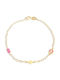 Goldjewels Kids Bracelet Chain from Gold 9K with Σταυρό, Stones & Evil Eye