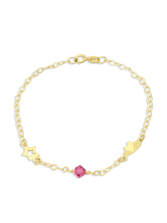Goldjewels Kids Bracelet Chain from Gold 9K with Heart