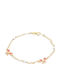 Goldjewels Παιδικό Βραχιόλι Αλυσίδα Φιογκάκια Πέρλες από Χρυσό 14K με Πέτρες