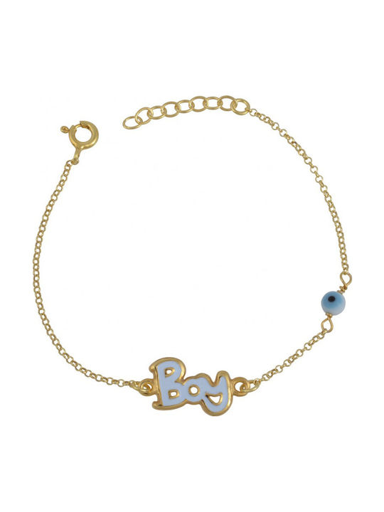 Goldjewels Παιδικό Βραχιόλι Αλυσίδα Επίχρυσο από Επιχρυσωμένο Ασήμι με Ματάκι