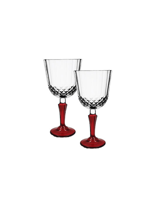 Domumart Set de pahare pentru Vin Alb din Sticlă în Culoarea Roșu Cu picior 230ml 6buc