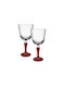 Domumart Set de pahare pentru Vin Alb din Sticlă în Culoarea Roșu Cu picior 230ml 6buc