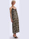 Tension Summer Maxi Evening Slip Dress with Lace Brown C9D25115