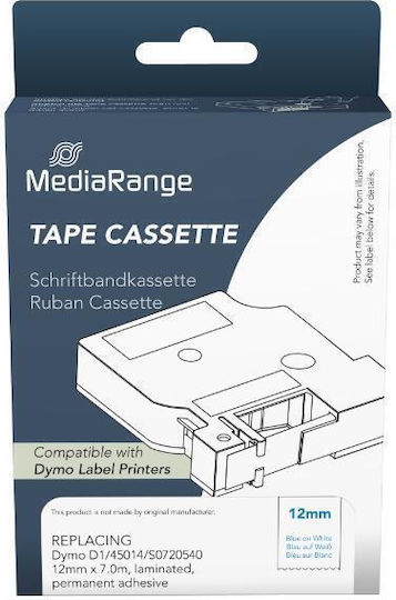 MediaRange Ταινία Ετικετογράφου 1m x 12mm σε Μπλε Χρώμα Συμβατή με Dymo D1, Dymo Rhino/IND