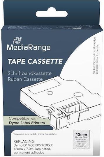 MediaRange Ταινία Ετικετογράφου 1m x 12mm σε Μαύρο Χρώμα Συμβατή με Dymo D1, Dymo Rhino/IND